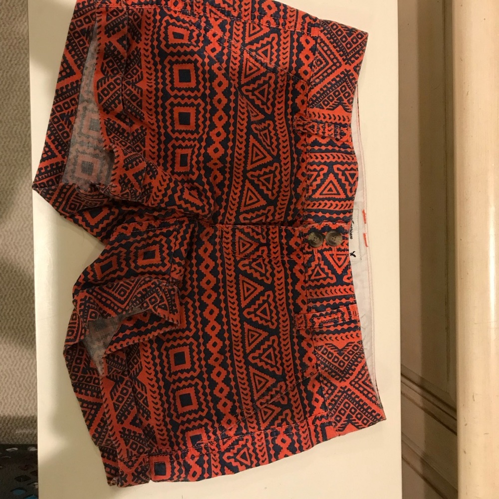 Aztec print blue and orange shorts//American Eagle